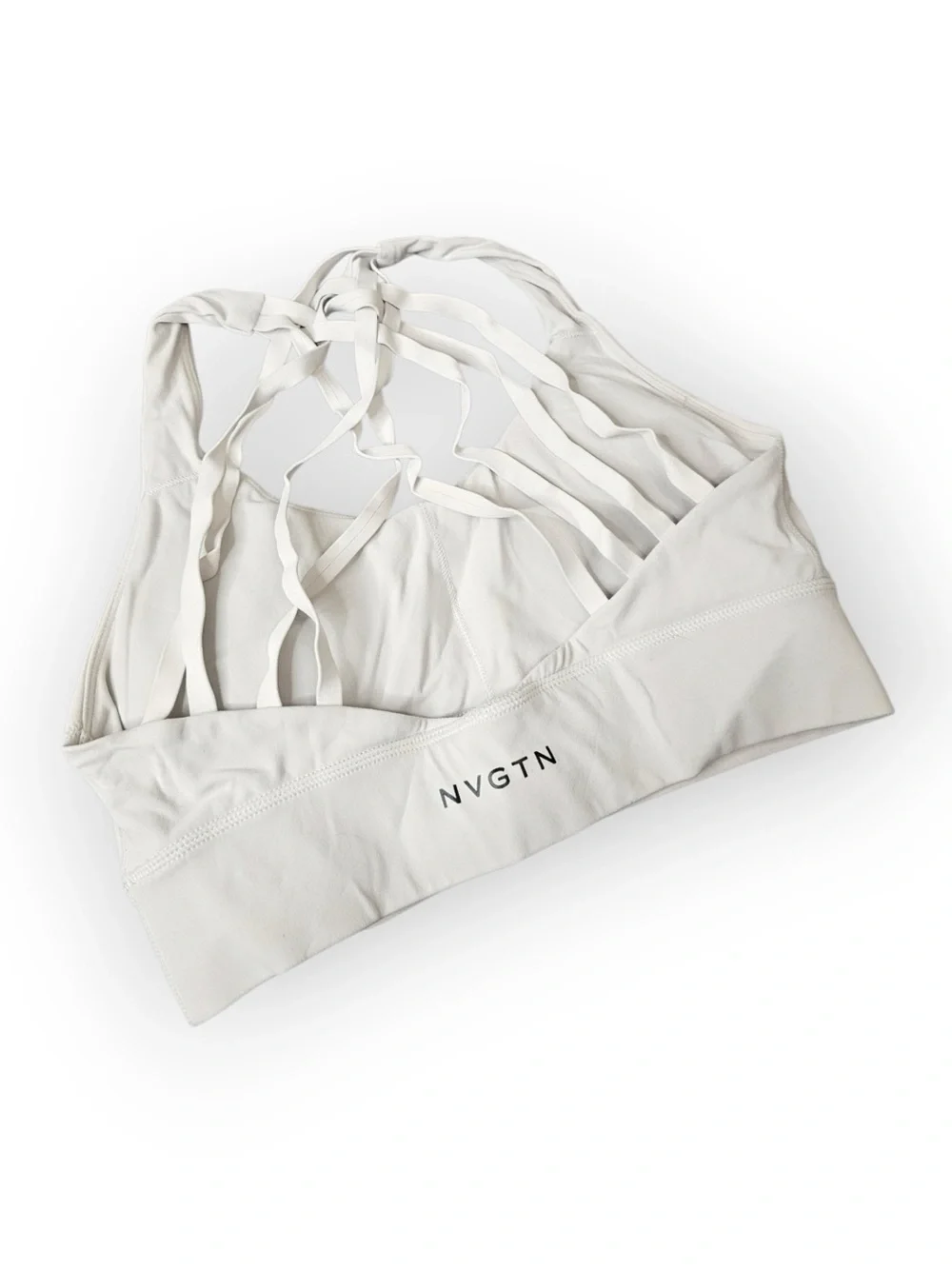 NVGTN White Multi-Strap Lattice Back Sports Bra | Size Small